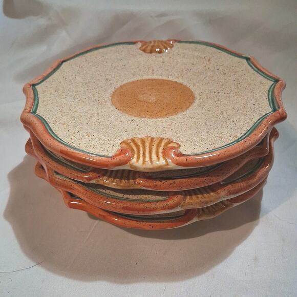 ITALIAN Neiman Marcus Horchow Stoneware Medici Saucers x4 Orange Yellow Blue - Picture 8 of 11